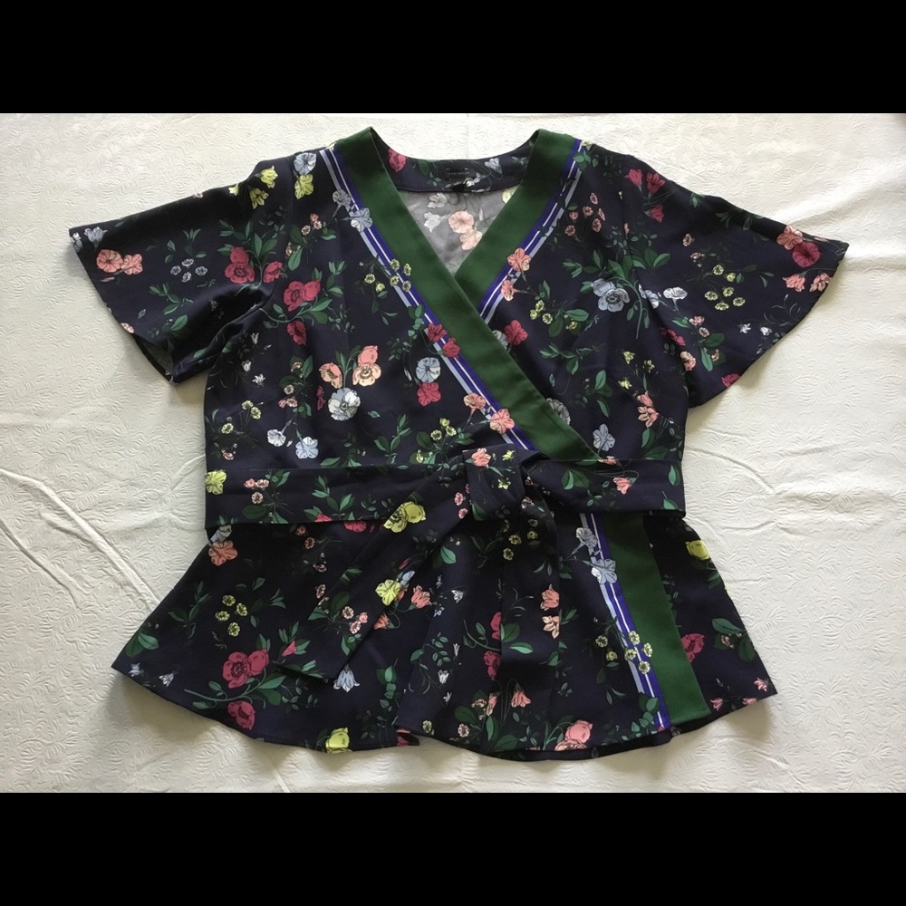 Floral Print Self-Tie Belted Top